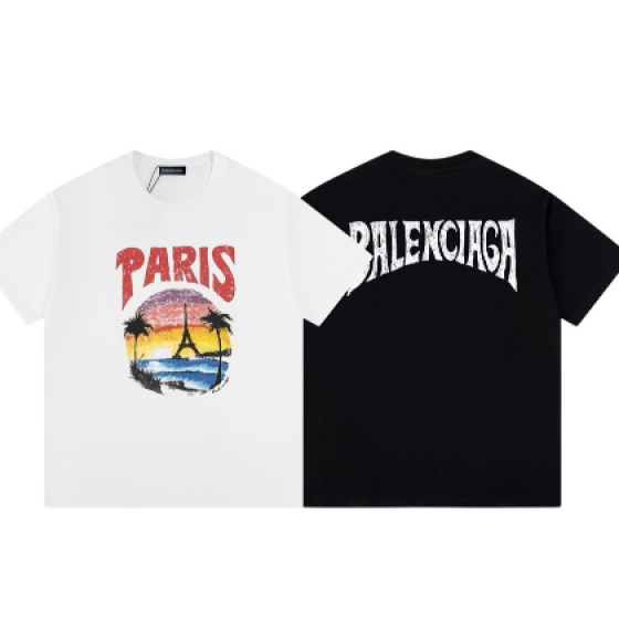 Balenciaga Sunset Iron Print Short-Sleeve